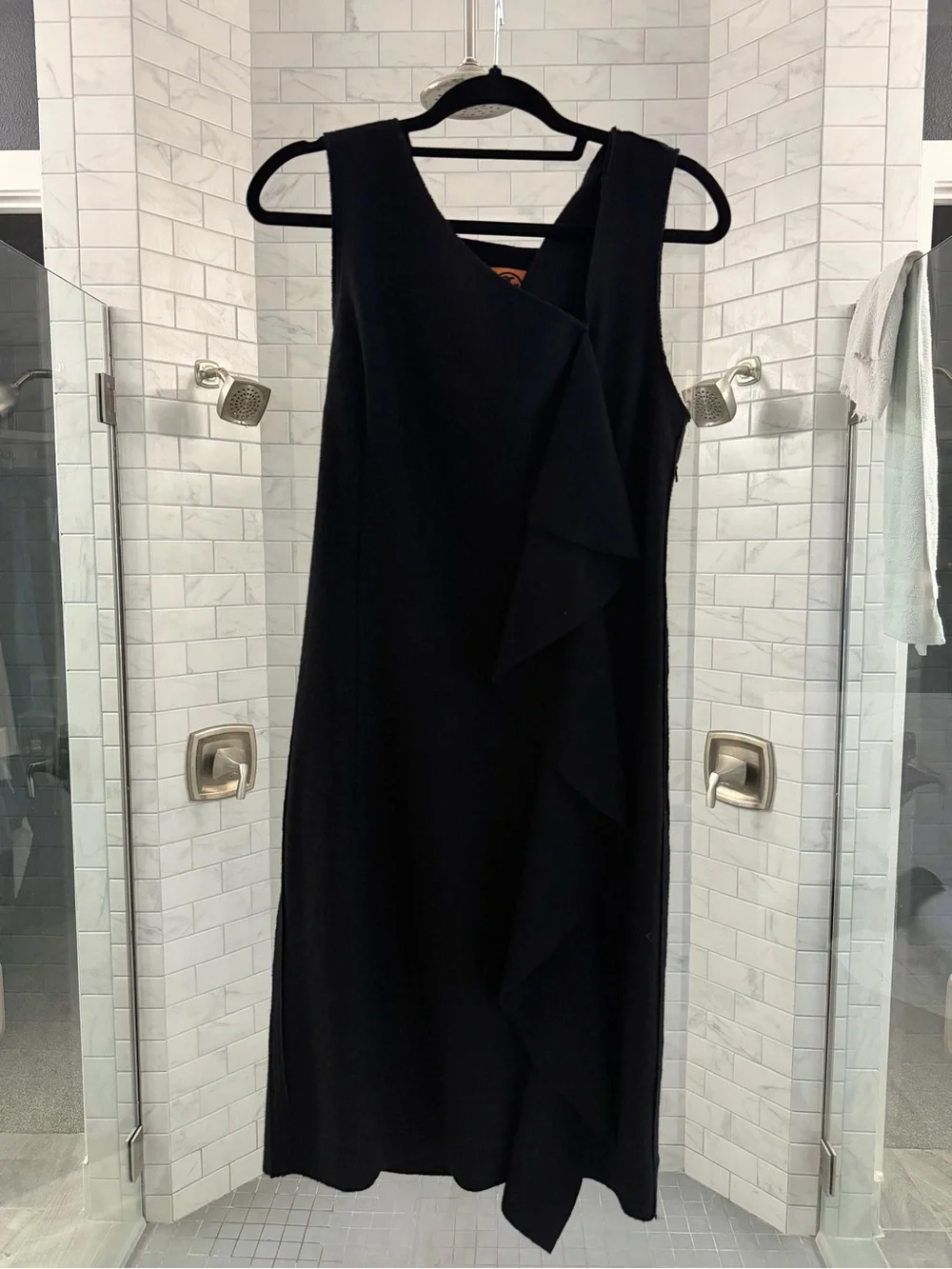 Tory Burch Sleeveless Black Ruffle Shift Dress Size Medium Talleta Wool